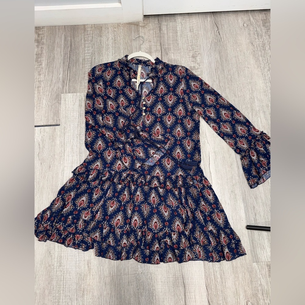 Anthropologie Uncle Frank Dress Ruffle Long Sleeve XS 100%rayon style 33350 USA - Picture 13 of 14
